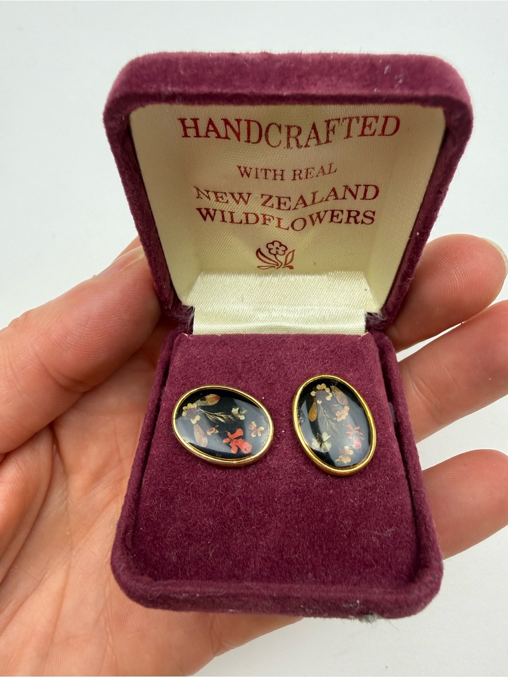Earrings handcrafted with real New Zealand flowers